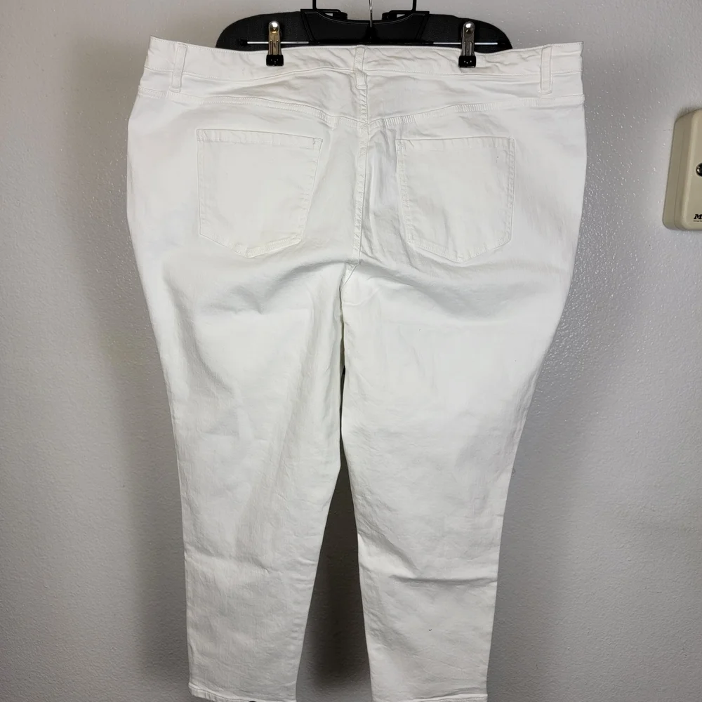 J Jason Wu‎ Colored Denim Straight Leg Cropped Jeans White Plus Size 24W - Picture 2 of 5